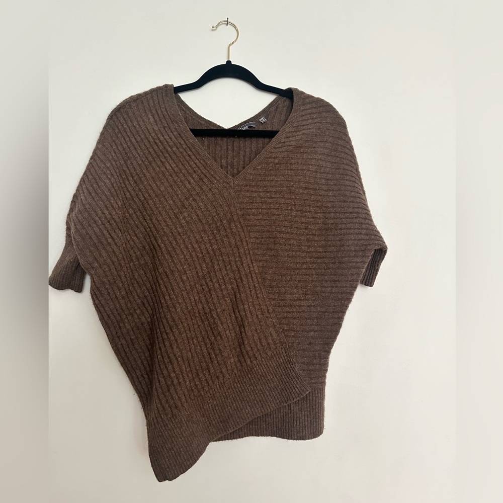 VINCE Moose Brown Yak Wool Asymmetrical Cocoon Sweater